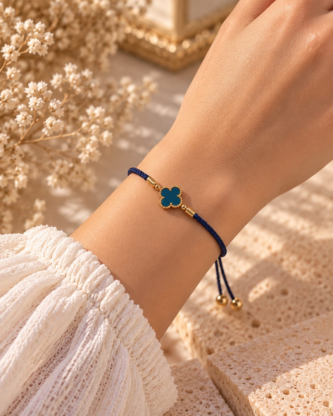 Bracelet Trèfle Bleu Zircon