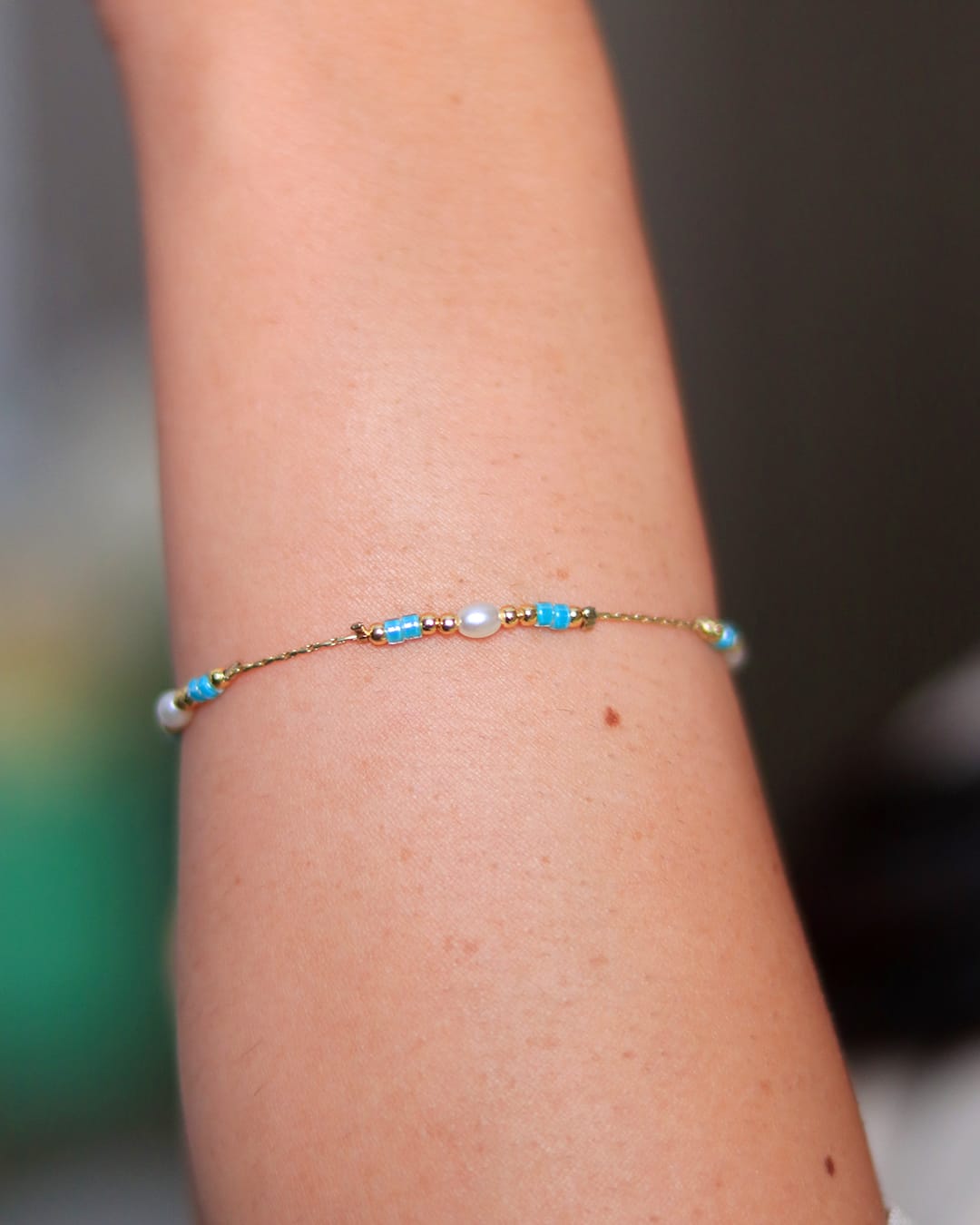 Bracelet Perles Turquoise & Nacre