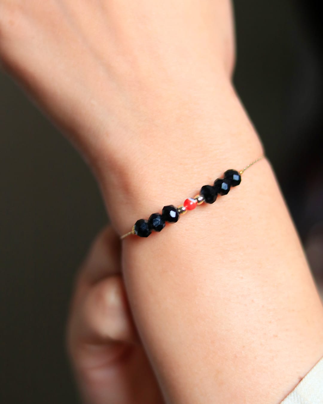 Bracelet Éclat Noir & Corail
